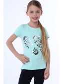 Mädchen-T-Shirt mit Schuhabdruck, Mint NDZ8254 – Online-Shop – Boutique